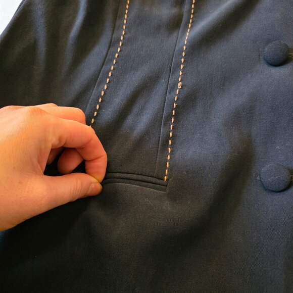 Sheri Martin New York Faux Suede Jacket Dark Green Size 14 Topstitch Blazer - Picture 6 of 16